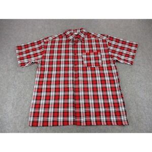 Caltop Shirt Mens Large Red White Button‎ Up Short Sleeve Pocket OG Chicano Vato